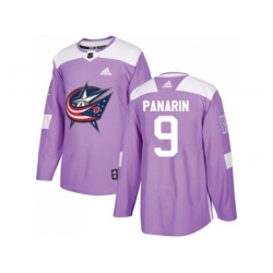 Columbus Blue Jackets #9 Artemi Panarin Purple Authentic Fights Cancer Stitched NHL Jersey