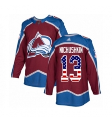 Colorado Avalanche #13 Valeri Nichushkin Authentic Burgundy Red USA Flag Fashion Hockey Jersey