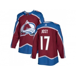 Colorado Avalanche #17 Tyson Jost Burgundy Home Authentic Stitched NHL Jersey