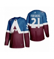 Colorado Avalanche #21 Peter Forsberg Authentic Burgundy Blue 2020 Stadium Series Hockey Jersey
