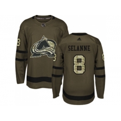 Colorado Avalanche #8 Teemu Selanne Green Salute to Service Stitched NHL Jersey