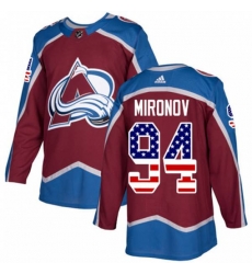 Colorado Avalanche #94 Andrei Mironov Authentic Burgundy Red USA Flag Fashion NHL Jerse
