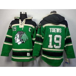 Chicago Blackhawks #19 Jonathan Toews Green pullover hooded