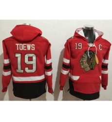 Chicago Blackhawks #19 Jonathan Toews Red Name & Number Pullover NHL Hoodie Chicago Blackhawks #19 Jonathan Toews Red Name & Number Pullover NHL Hoodie
