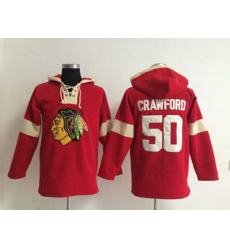Chicago Blackhawks #50 Corey Crawford Red-Cream pullover hooded