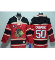 Chicago Blackhawks #50 Corey Crawford Red Sawyer Hooded Sweatshirt Stitched NHL Jersey