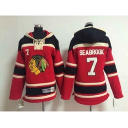 Chicago Blackhawks #7 Brent Seabrook RedSawyer Hooded Sweatshirt Stitched NHL Jersey