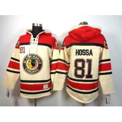 Chicago Blackhawks #81 Marian Hossa Cream-Red pullover hooded