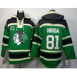 Chicago Blackhawks #81 Marian Hossa Green pullover hooded