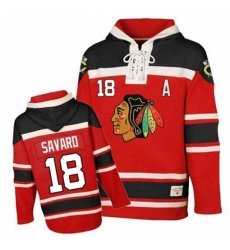 Old Time Hockey Chicago Blackhawks #18 Denis Savard Premier Red Sawyer Hooded Sweatshirt NHL Jersey