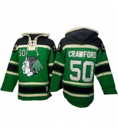 Old Time Hockey Chicago Blackhawks #50 Corey Crawford Premier Green St. Patricks Day McNary Lace Hoodie NHL Jersey