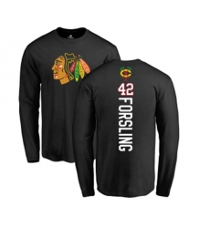Chicago Blackhawks #42 Gustav Forsling Black Backer Long Sleeve T-Shirt