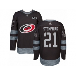 Carolina Hurricanes #21 Lee Stempniak Authentic Black 1917-2017 100th Anniversary NHL Jersey