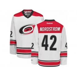 Carolina Hurricanes #42 Joakim Nordstrom Authentic White Away NHL Jersey