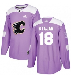 Calgary Flames #18 Matt Stajan Authentic Purple Fights Cancer Practice NHL Jersey