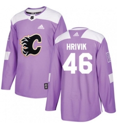 Calgary Flames #46 Marek Hrivik Authentic Purple Fights Cancer Practice NHL Jersey