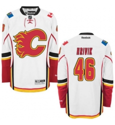 Calgary Flames #46 Marek Hrivik Authentic White Away NHL Jersey
