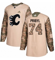 Calgary Flames #74 Daniel Pribyl Authentic Camo Veterans Day Practice NHL Jersey