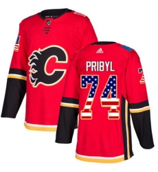 Calgary Flames #74 Daniel Pribyl Authentic Red USA Flag Fashion NHL Jersey