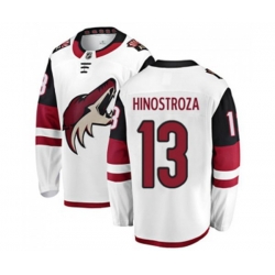 Arizona Coyotes #13 Vinnie Hinostroza Authentic White Away Fanatics Branded Breakaway Hockey Jersey