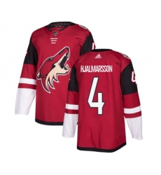 Arizona Coyotes #4 Niklas Hjalmarsson Authentic Burgundy Red Home Hockey Jersey