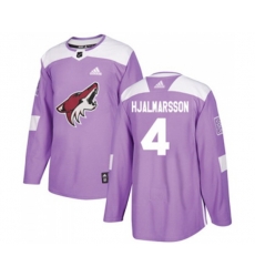 Arizona Coyotes #4 Niklas Hjalmarsson Authentic Purple Fights Cancer Practice Hockey Jersey