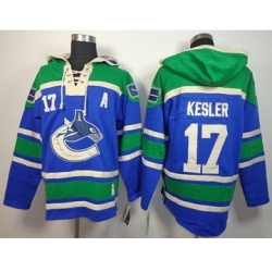Vancouver Canucks #17 Ryan Kesler blue-green [pullover hooded sweatshirt][patch A]