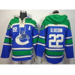 Vancouver Canucks #22 Daniel Sedin blue-green [pullover hooded sweatshirt][patch A]