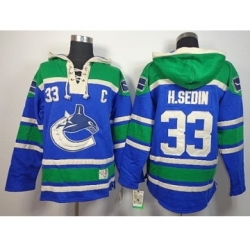 Vancouver Canucks #33 Henrik Sedin blue-green [pullover hooded sweatshirt][patch C]