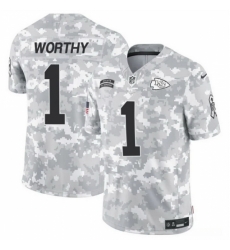 Kansas City Chiefs #1 Xavier Worthy 2024 F U S E Arctic Camo Salute To Service Limited Stitched Football Jersey