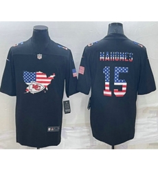 Kansas City Chiefs #15 Patrick Mahomes 2022 USA Map Fashion Black Color Rush Stitched Nike Limited Jersey