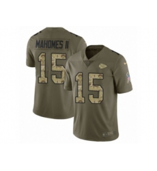 Kansas City Chiefs #15 Patrick Mahomes II Limited Olive Camo 2017 Salute to Service NFL Jersey