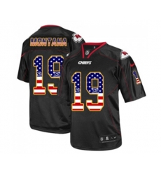 Kansas City Chiefs #19 Joe Montana Elite Black USA Flag Fashion Football Jersey