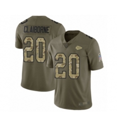 Kansas City Chiefs #20 Morris Claiborne Limited Olive Camo 2017 Salute to Service Football Jersey
