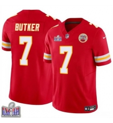 Kansas City Chiefs #7 Harrison Butker Red F U S E Super Bowl LVIII Patch Vapor Untouchable Limited Stitched Football Jersey