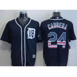 Detroit Tigers #24 Miguel Cabrera Navy Blue USA Flag Fashion Stitched Baseball Jerseys