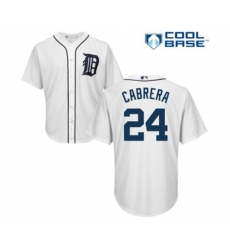 Detroit Tigers #24 Miguel Cabrera Replica White Home Cool Base Baseball Jersey