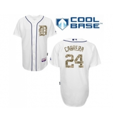 Detroit Tigers #24 Miguel Cabrera Replica White USMC Cool Base Baseball Jersey