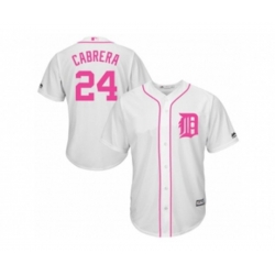 Detroit Tigers #24 Miguel Cabrera White Home 2016 Mother Day Cool Base Jersey