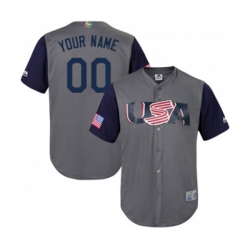 USA Baseball Customized Gray 2017 World Baseball Classic Replica Team Jersey