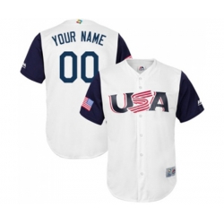 USA Baseball Customized White 2017 World Baseball Classic Replica Team Jersey
