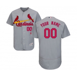 St. Louis Cardinals Customized Grey Road Flex Base Authentic Collection Baseball Jersey