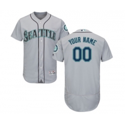 Seattle Mariners Customized Grey Road Flex Base Authentic Collection Baseball Jersey