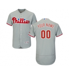 Philadelphia Phillies Customized Grey Road Flex Base Authentic Collection Baseball Jersey