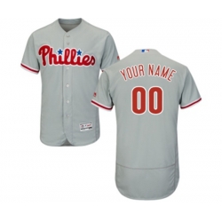 Philadelphia Phillies Customized Grey Road Flex Base Authentic Collection Baseball Jersey Philadelphia Phillies Customized Grey Road Flex Base Authentic Collection Baseball Jersey