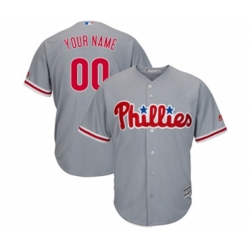 Philadelphia Phillies Customized Replica Grey Road Cool Base Baseball Jersey Philadelphia Phillies Customized Replica Grey Road Cool Base Baseball Jersey