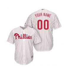 Philadelphia Phillies Customized Replica White Red Strip Home Cool Base Baseball Jersey