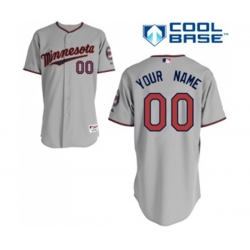 Minnesota Twins Customized Replica Grey Road Cool Base Baseball Jersey Minnesota Twins Customized Replica Grey Road Cool Base Baseball Jersey