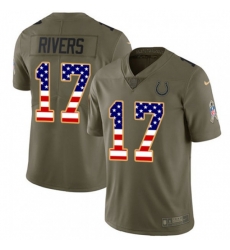 Indianapolis Colts #17 Philip Rivers Olive USA Flag Stitched NFL Limited 2017 Salute To Service Jersey