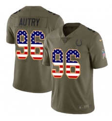 Indianapolis Colts #96 Denico Autry Limited Olive USA Flag 2017 Salute to Service NFL Jersey